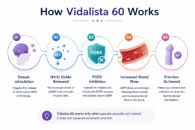 How Vidalista 60 mg works: tadalafil PDE5 inhibitor and increased penile blood flow 