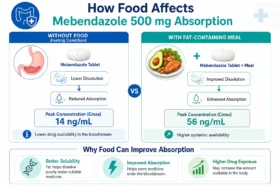 how food affects mebeandazole 500 absorption