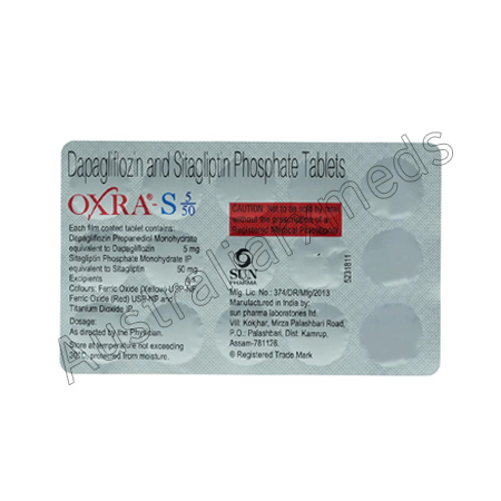 Oxra-S 5/50 Mg Tablet (Dapagliflozin/Sitagliptin) Product Imgage Oxra-S 5/50 Mg Tablet (Dapagliflozin/Sitagliptin) Product Imgage