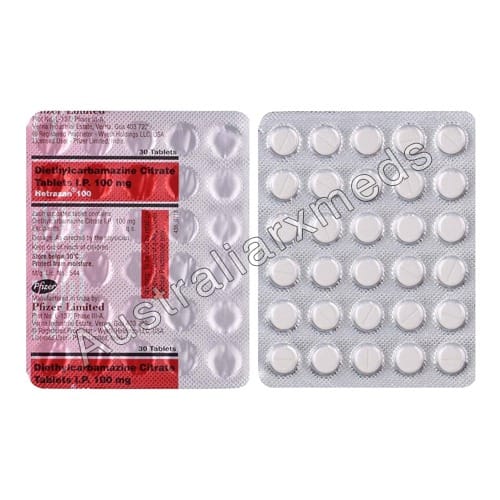 Hetrazan 100 mg (Diethylcarbamazine) Product Imgage